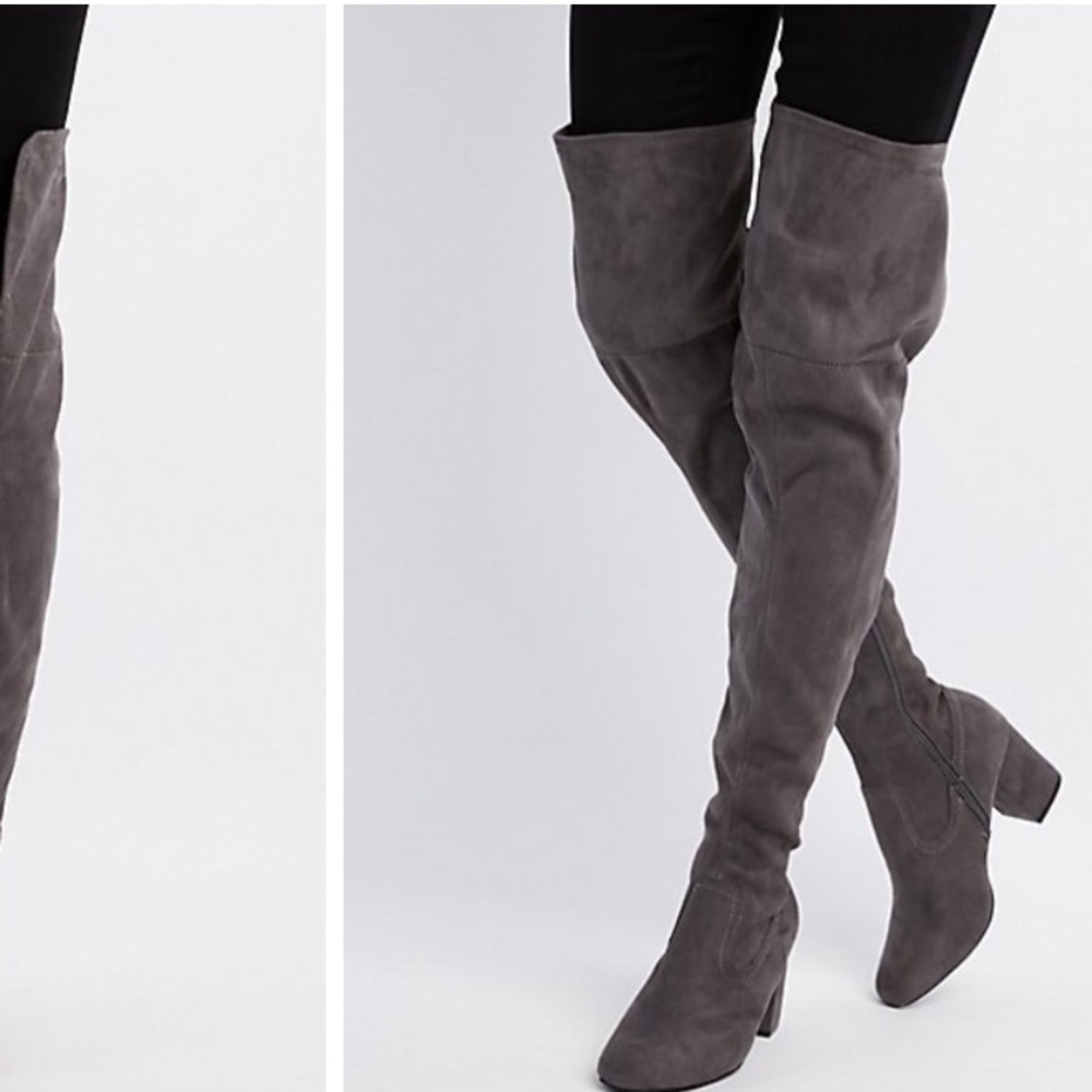 Charlotte Russe grey high knee booties